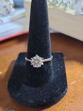 1-Carat Round Cut Moissanite Solitaire Engagement Ring Set in Sterling Silver